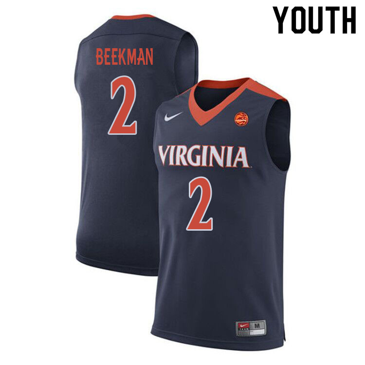 Youth #2 Reece Beekman Virginia Cavaliers College Basketball Jerseys Sale-Navy - Click Image to Close